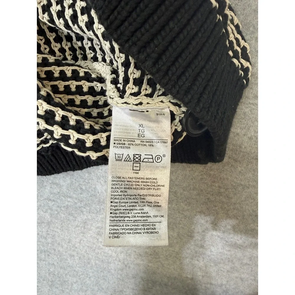 Banana Republic Mens XL Black White Resort Waffle Knit Button Front Polo Shirt
